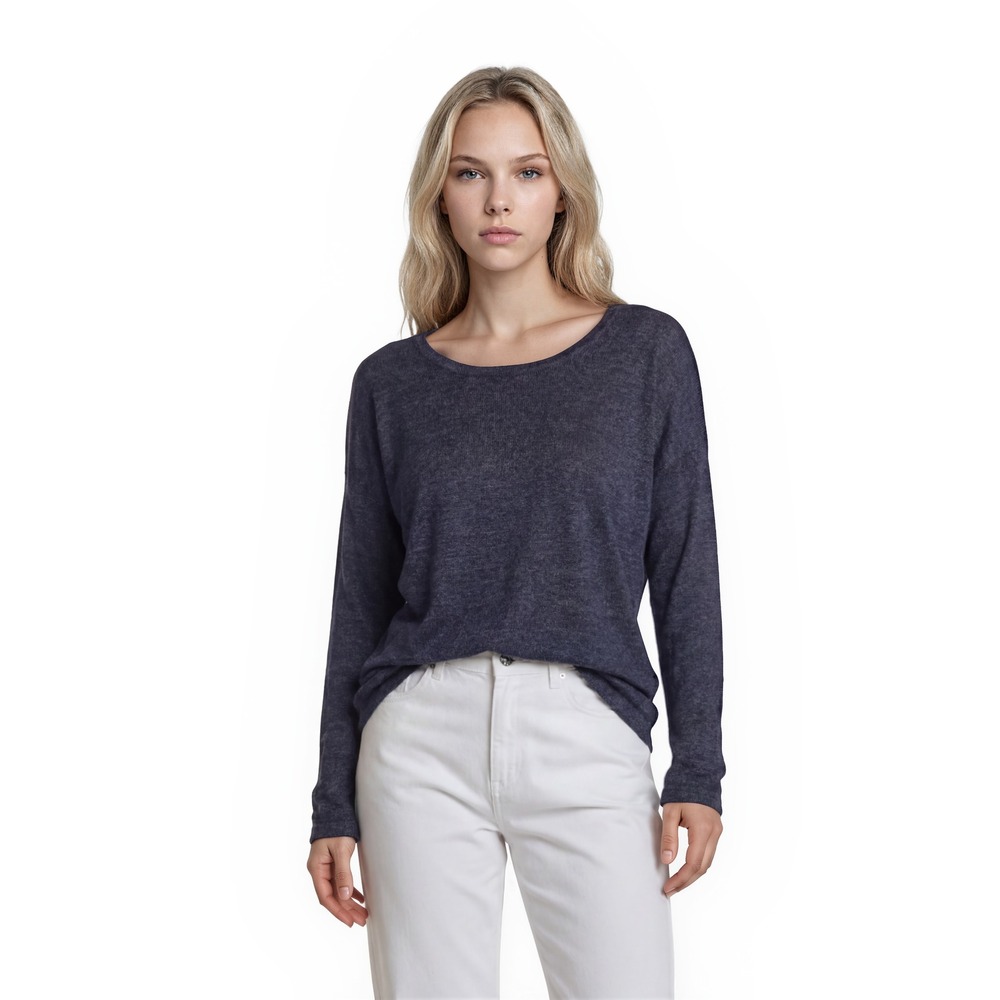 Patagonia 100% Linen Sweater Womens Size Medium Navy Blue Scoop Neck